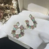 Baroque colored zircon earrings, simple and elegant in style, trendy in Instagram, gradient retro transparent, super fairy-like candy flower earrings details Picture